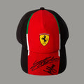 Charles Leclerc & Carlos Sainz Signed Ferrari Team Cap in Premium Acrylic Display Case