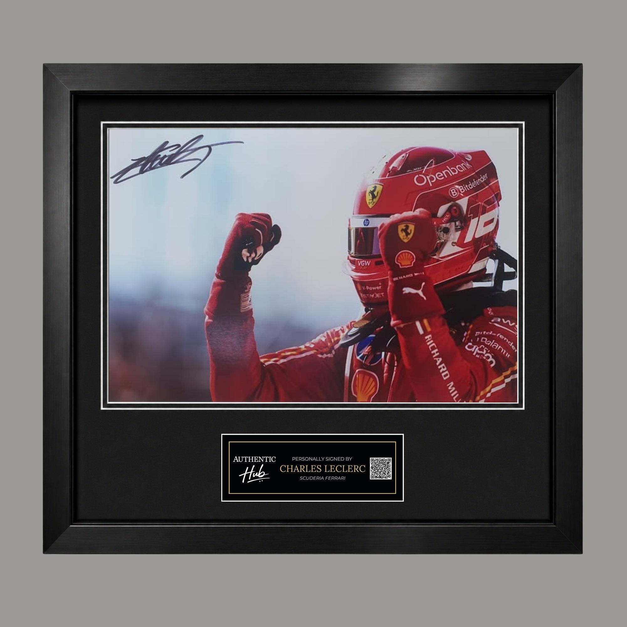 Charles Leclerc Signed Framed Photo – Victory Salute