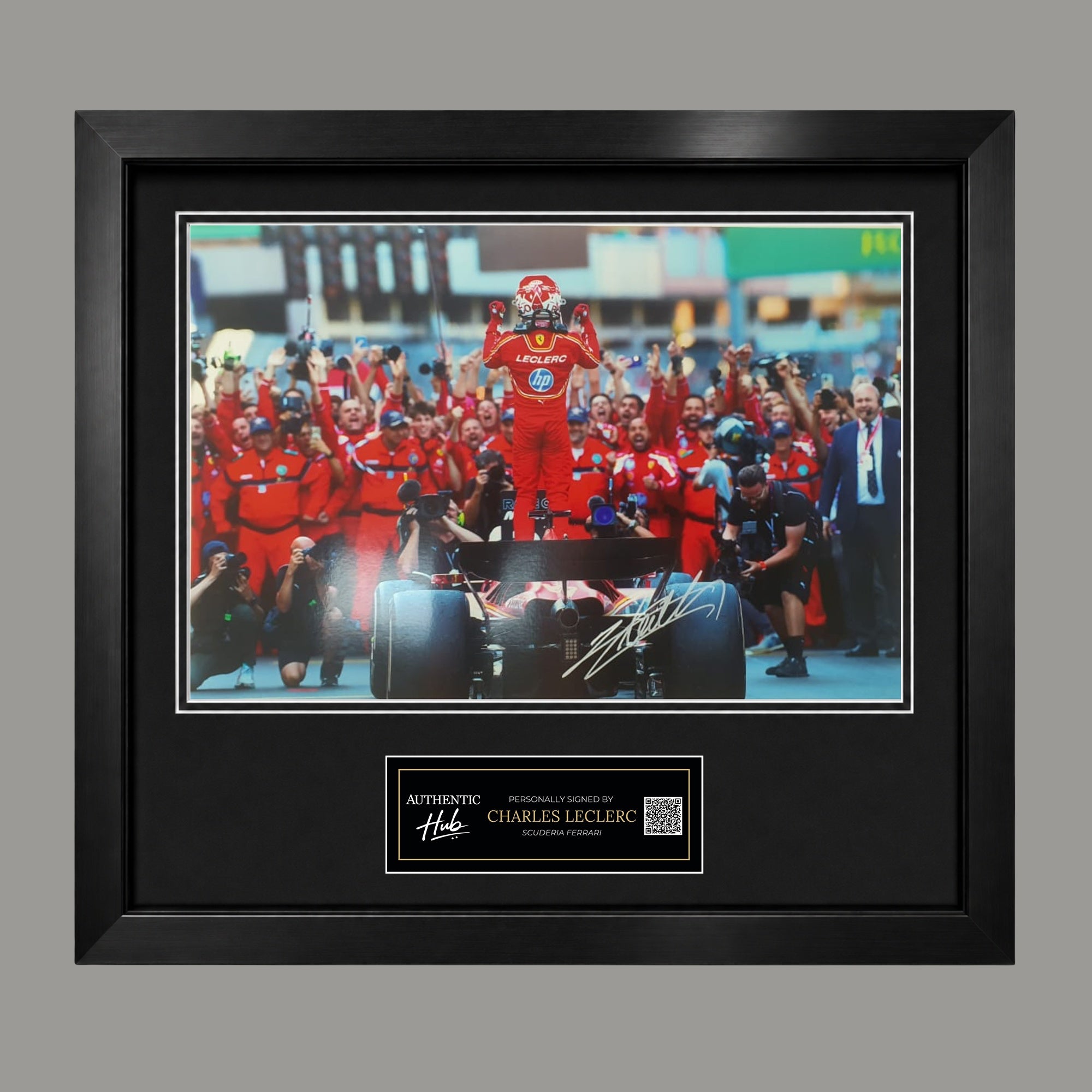 Charles Leclerc Signed Framed Photo – Team Celebration