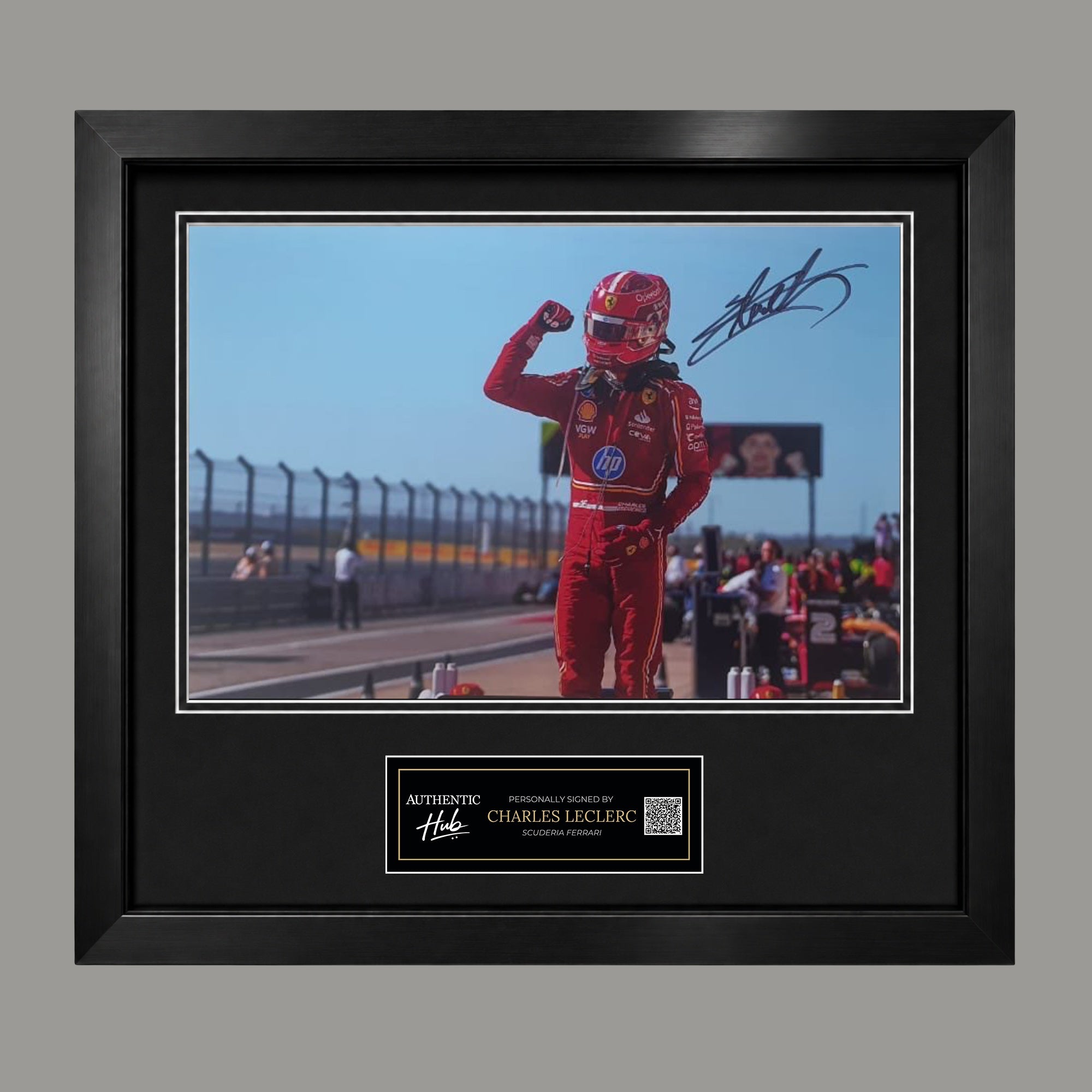 Charles Leclerc Signed Framed Photo – Driver Salute