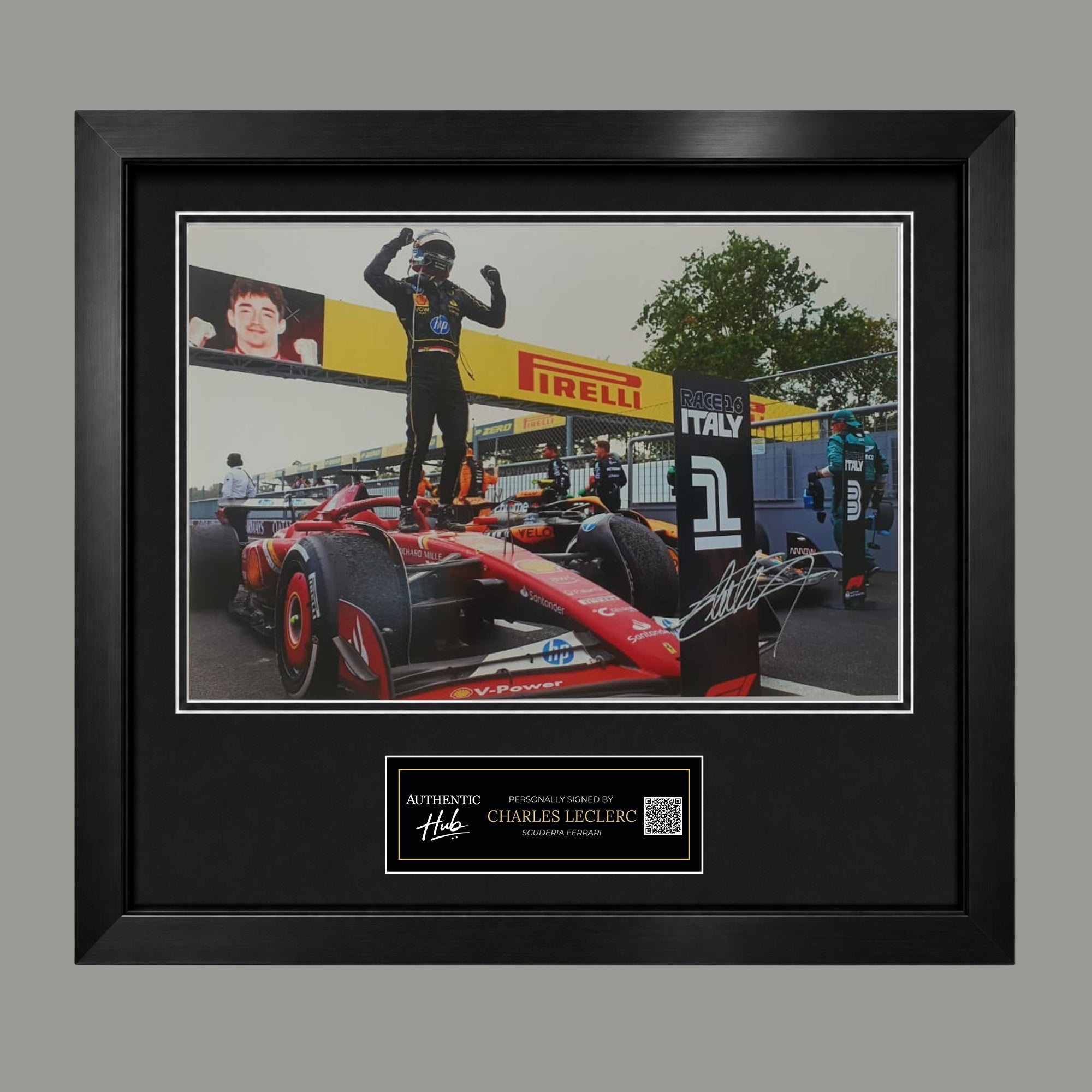 Charles Leclerc Signed Framed Photo – Victory Celebration