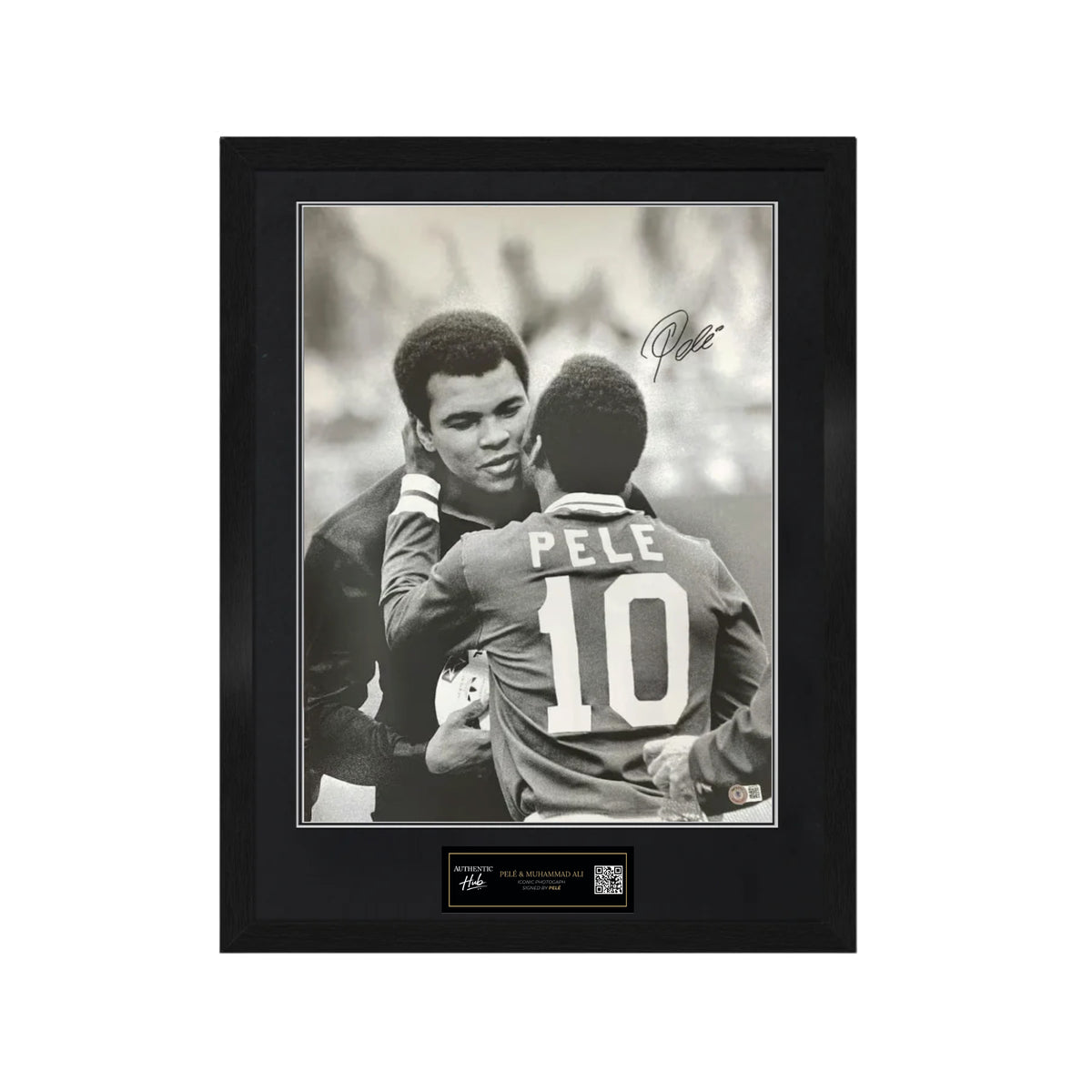 Pelé Signed Image Featuring Muhammad Ali (8″ × 10″) – Framed