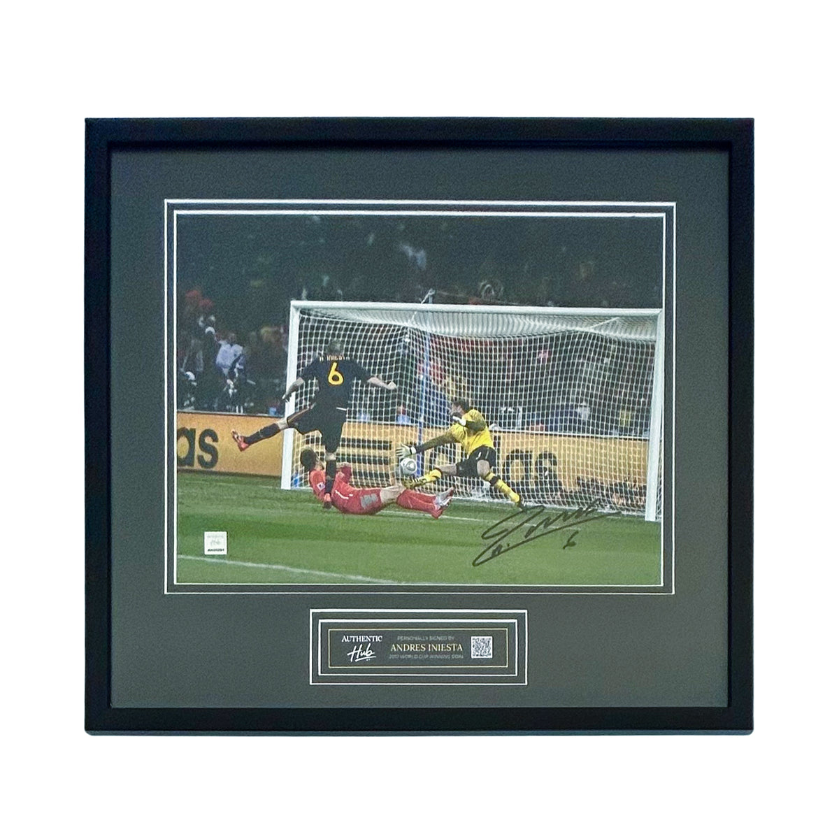 Andres Iniesta Signed Spain Photo: 2010 World Cup Winning Goal - Framed