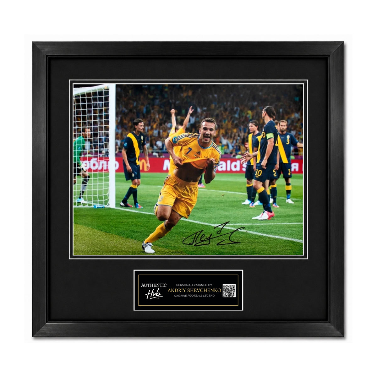 Andriy Shevchenko Signed Ukraine Euro 2012 Goal Photo - Framed