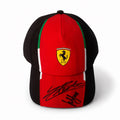Charles Leclerc & Carlos Sainz Signed Ferrari Team Cap in Premium Acrylic Display Case