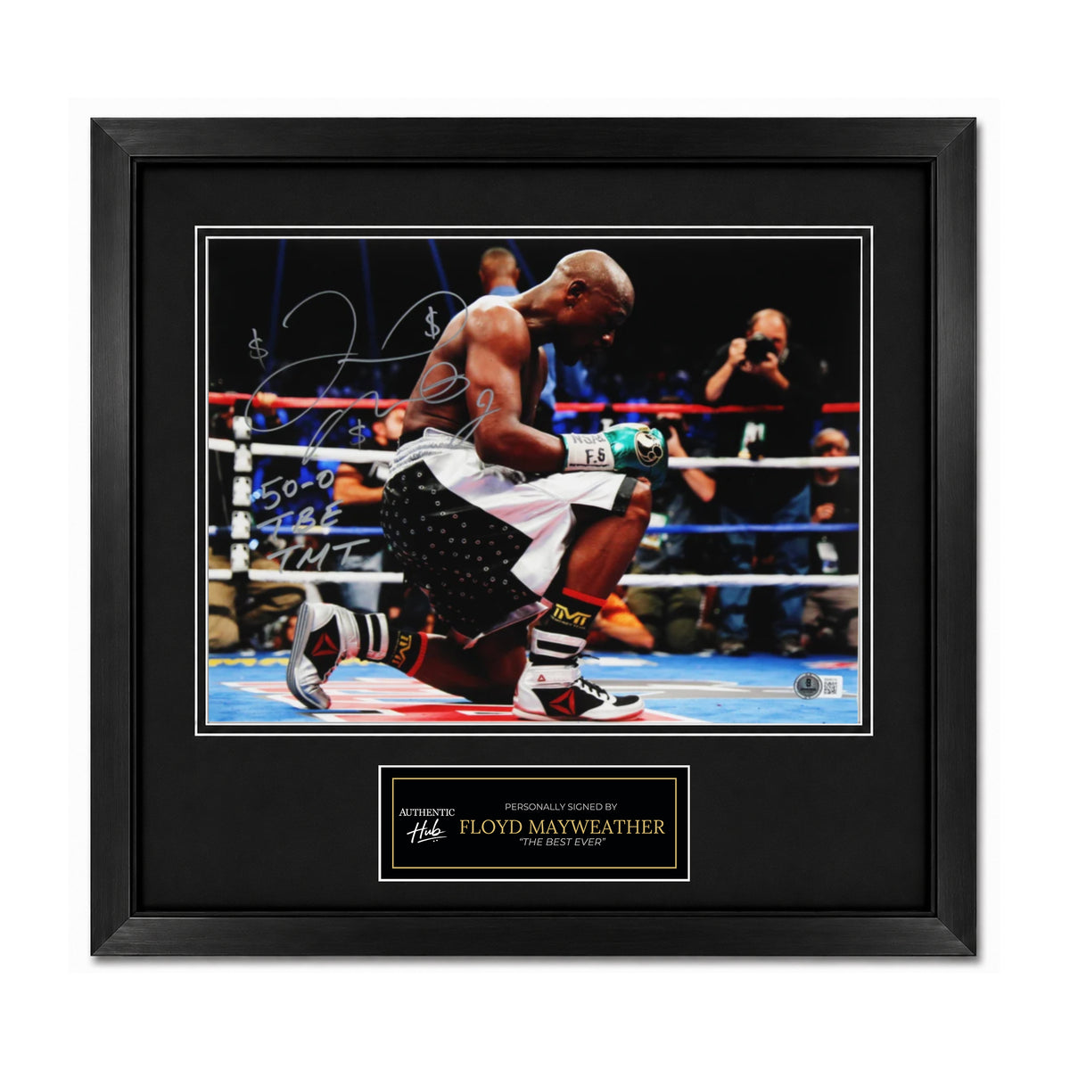 Floyd Mayweather Signed 11x14 Framed Photo with TBE TMT $$$ Inscription