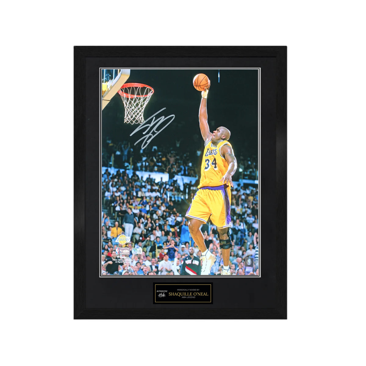 Shaquille O’Neal Signed 16x20 Framed Dunk Photo vs Lakers