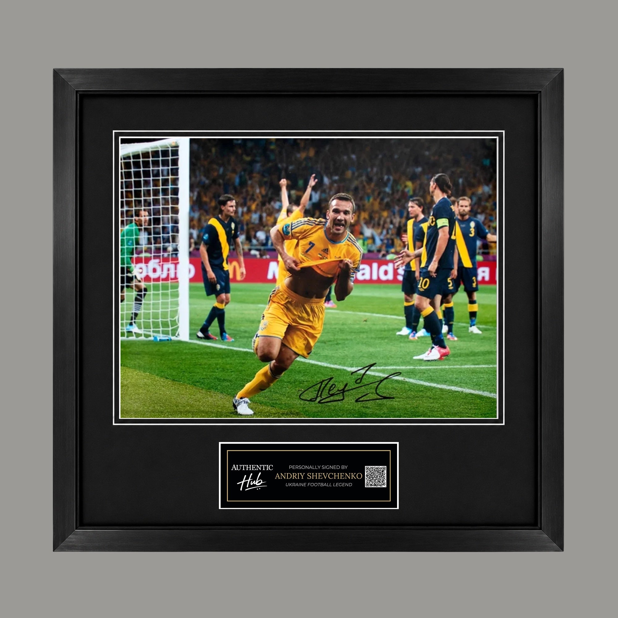 Andriy Shevchenko Signed Ukraine Euro 2012 Goal Photo - Framed