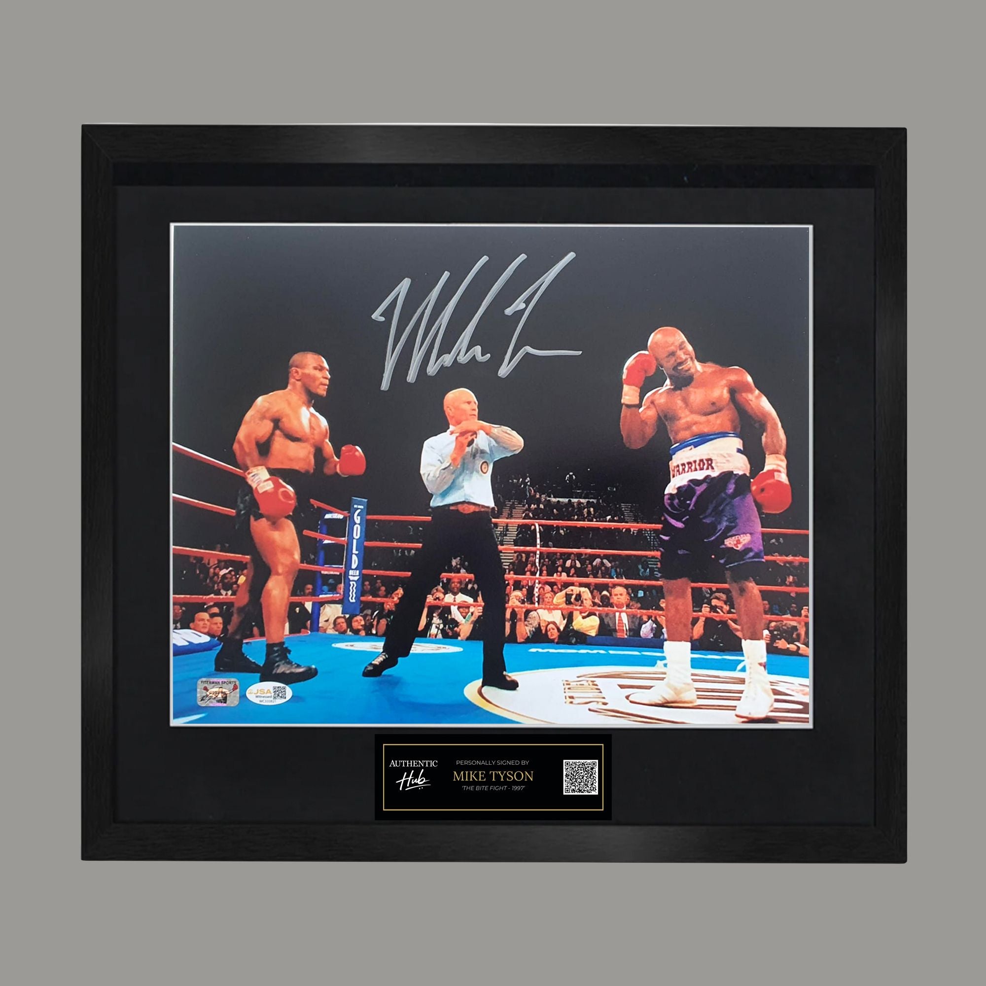 Mike Tyson Signed Framed Photo: Bite Fight