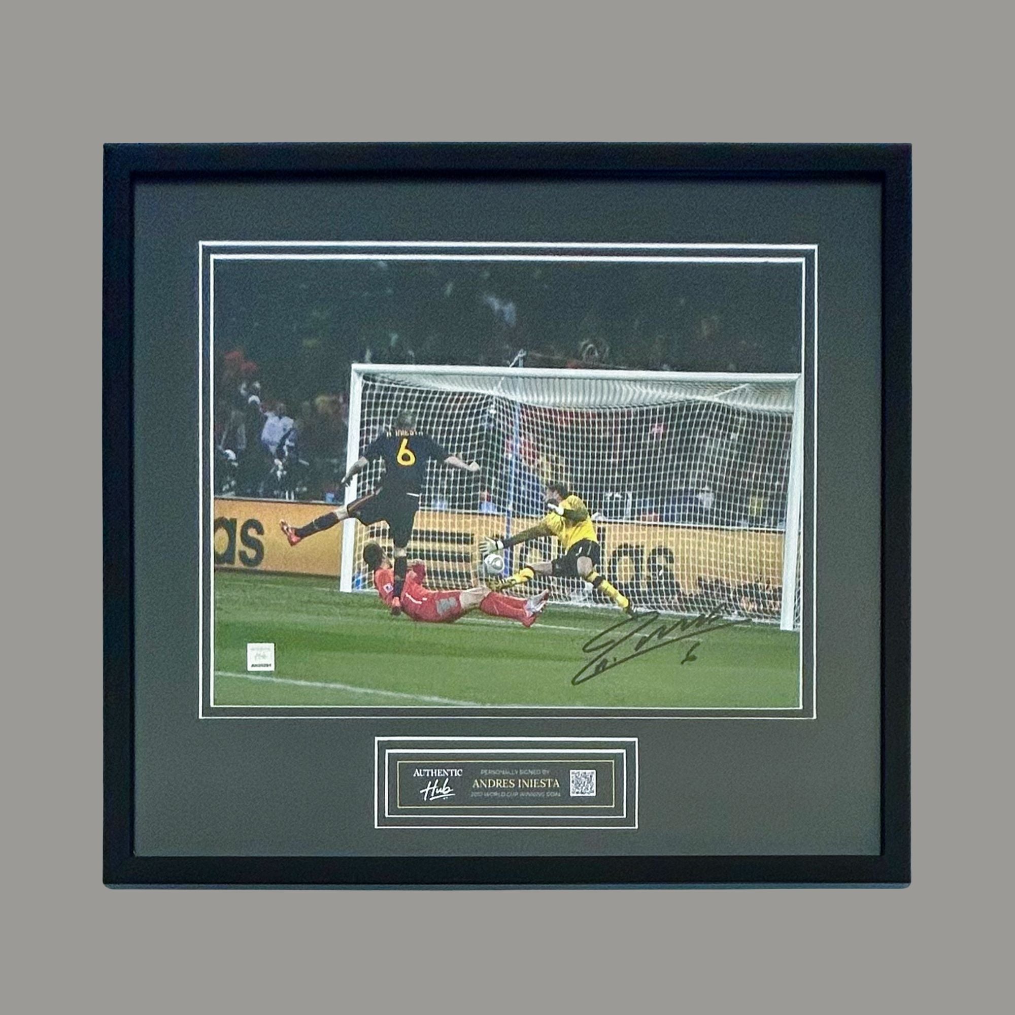 Andres Iniesta Signed Spain Photo: 2010 World Cup Winning Goal - Framed