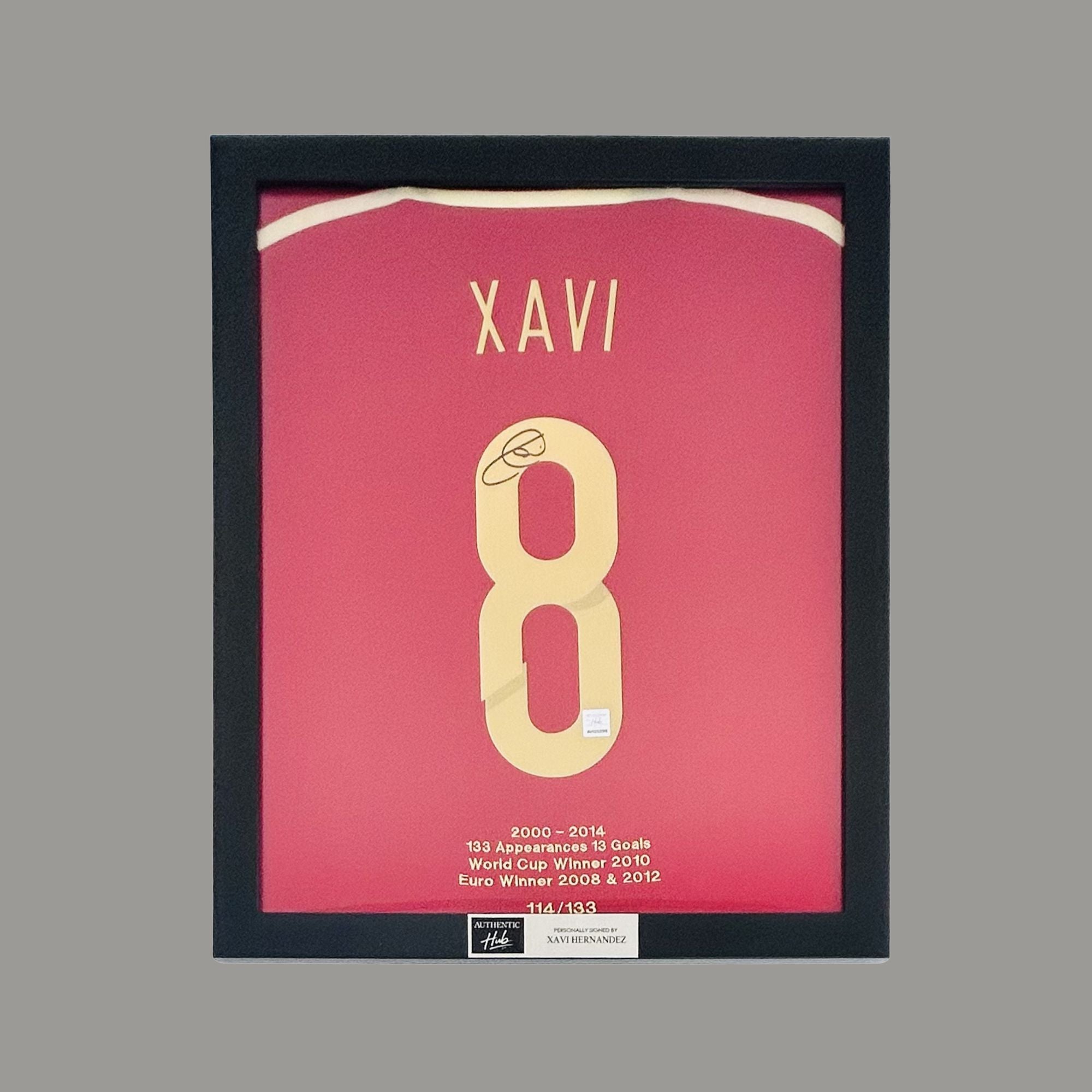 Xavi Hernandez Signed Spain 2014-15 Shirt: Career Achievements Embroidery - Framed