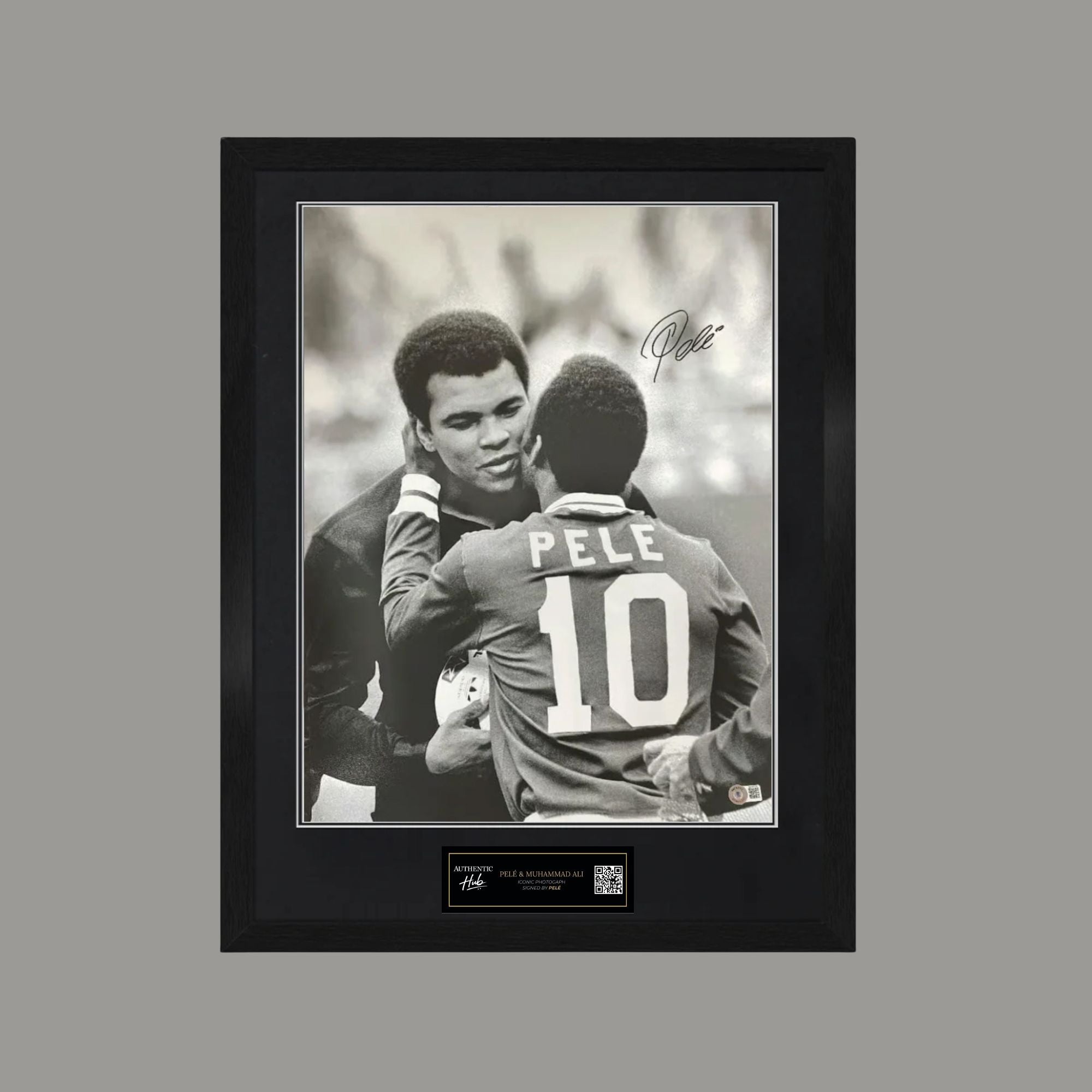 Pelé Signed Image Featuring Muhammad Ali (8″ × 10″) – Framed