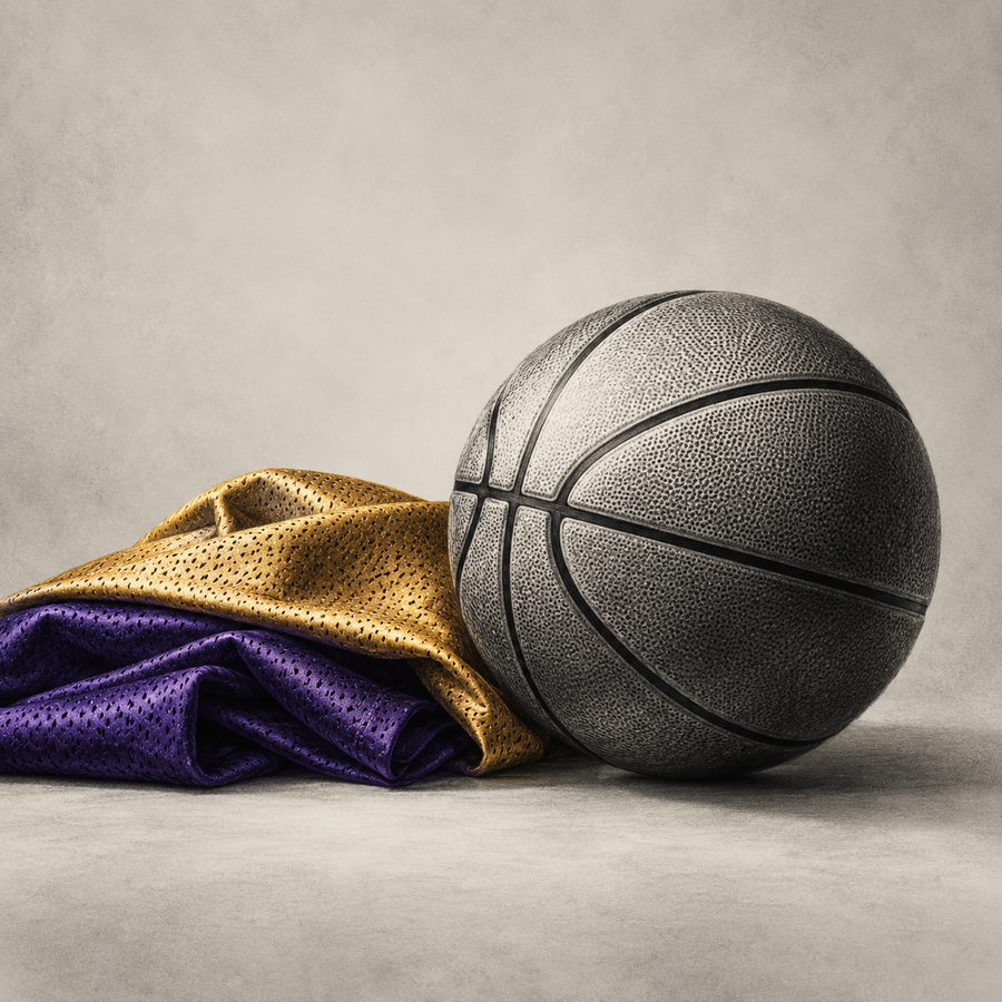 Basketball and gold fabric artwork for a collectible wishlist